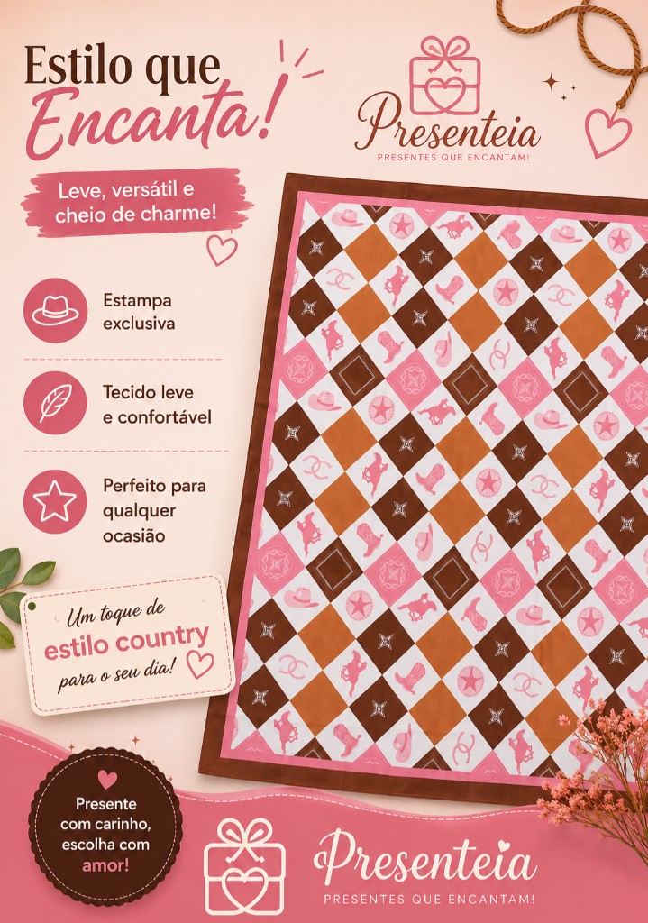Lenço Rosa cavalos