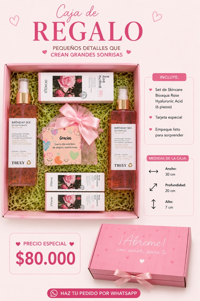 Caja de regalo rosa full
