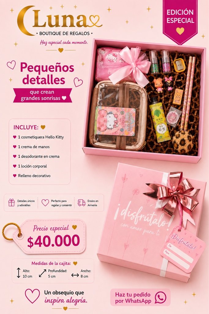 Luna caja regalo rosa Hello Kitty
