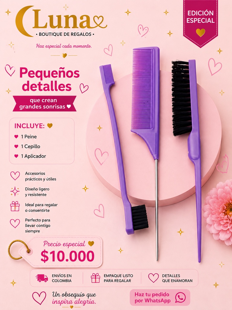 Set peineta morada o rosa