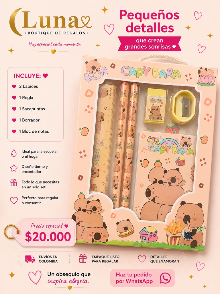 Capybara set papeleria