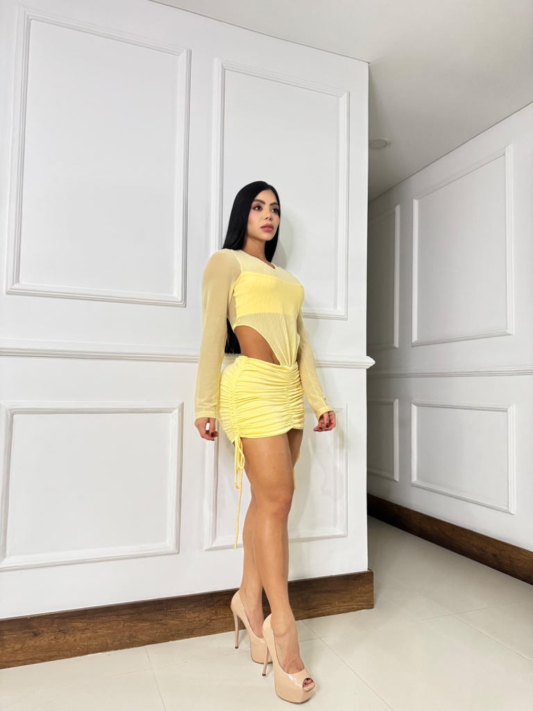 Dress corto de mangas transparentes