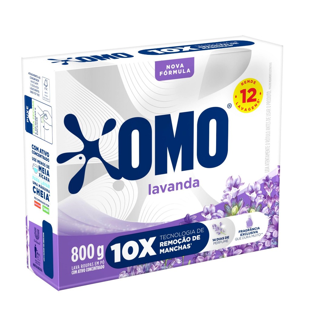 OMO 800g lavanda removedor de manchas jabón en polvo