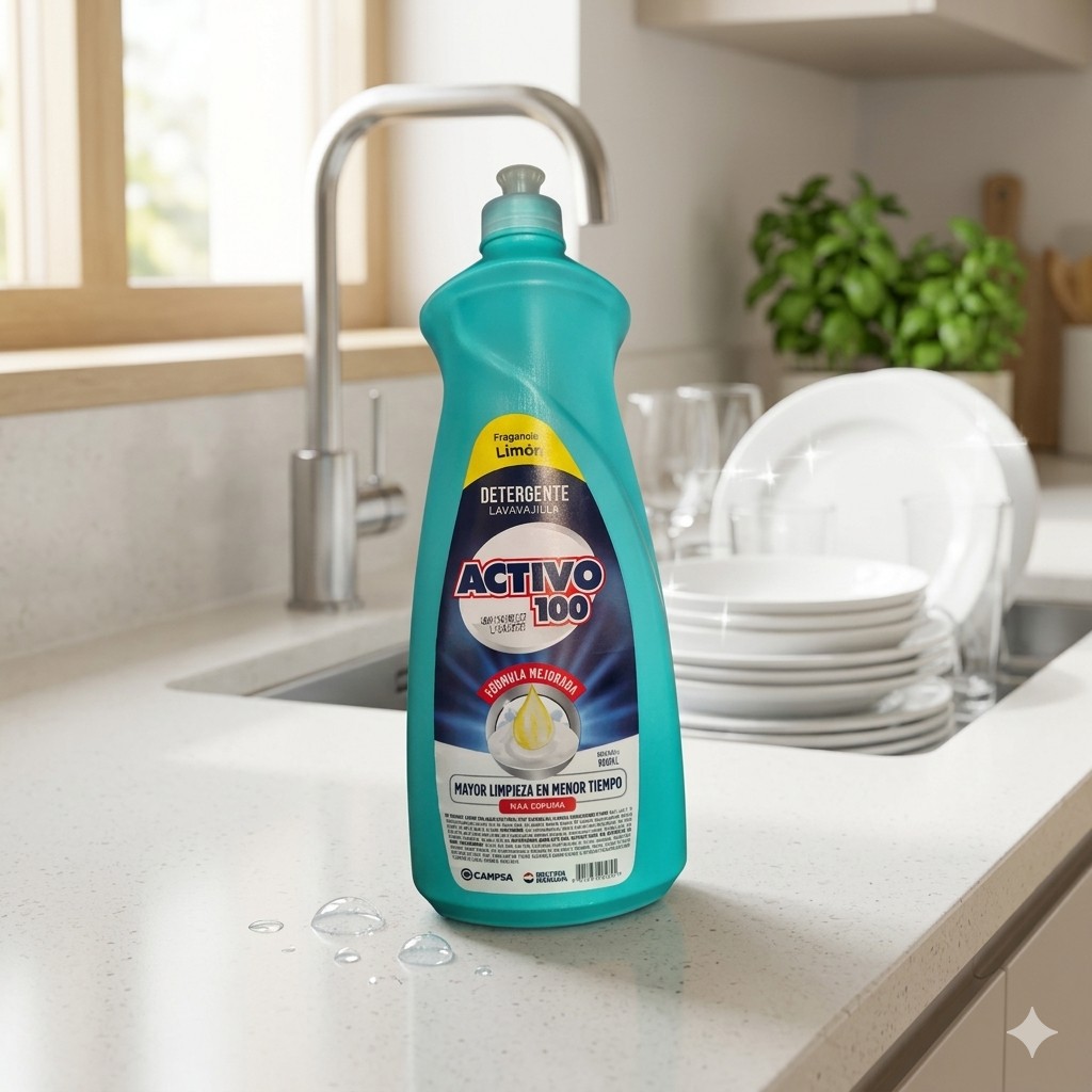 Detergente Activo 100 de 950ml lavavajilla limón