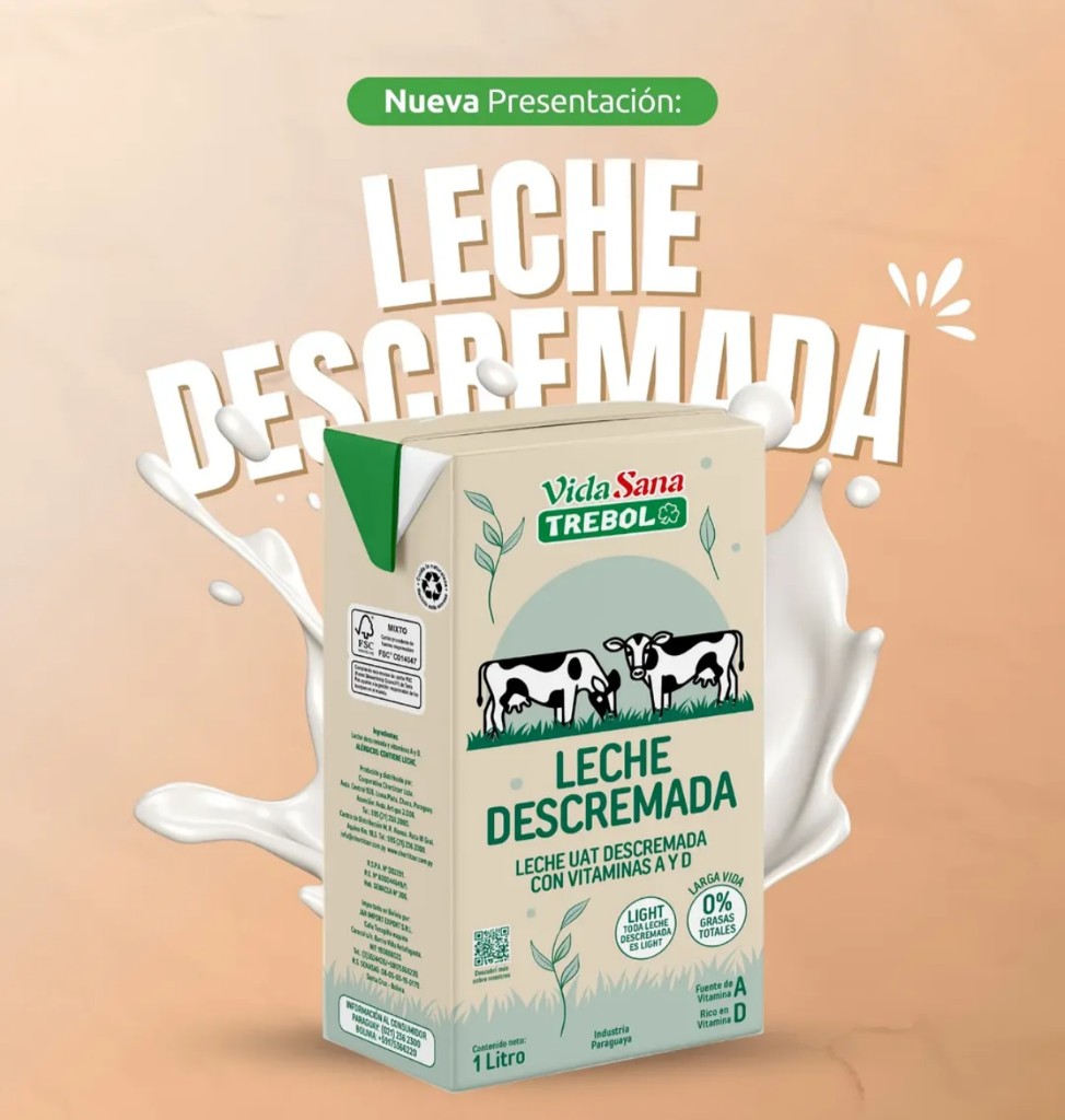 Trebol leche descremada 1L