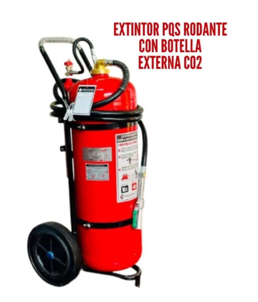 Extintor rodante  50 kg con botella externa