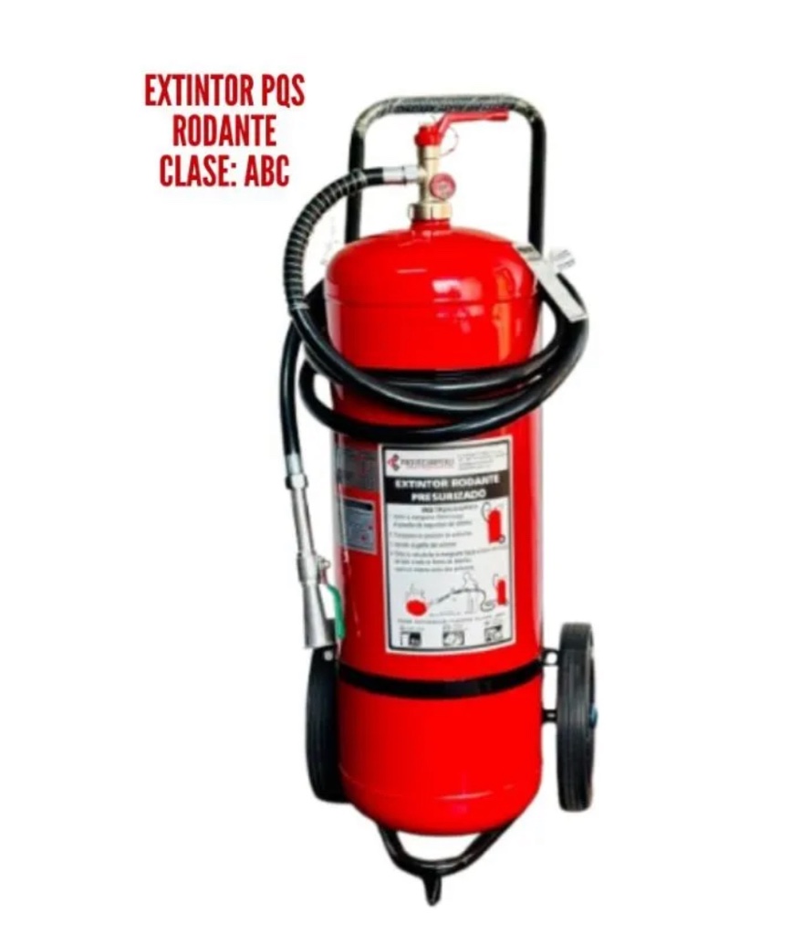 Extintor PQS rodante 50 kg con manómetro