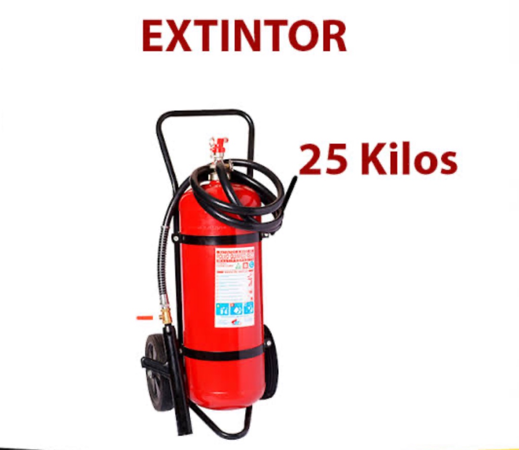 Extintor lleno de 25 kg con manómetro