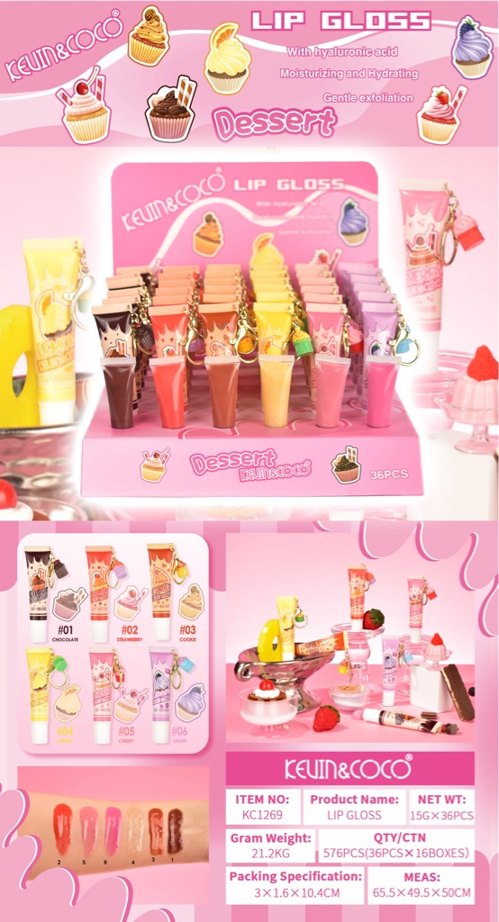 Lip gloss Kevin y coco tipo llavero con delicioso aroma