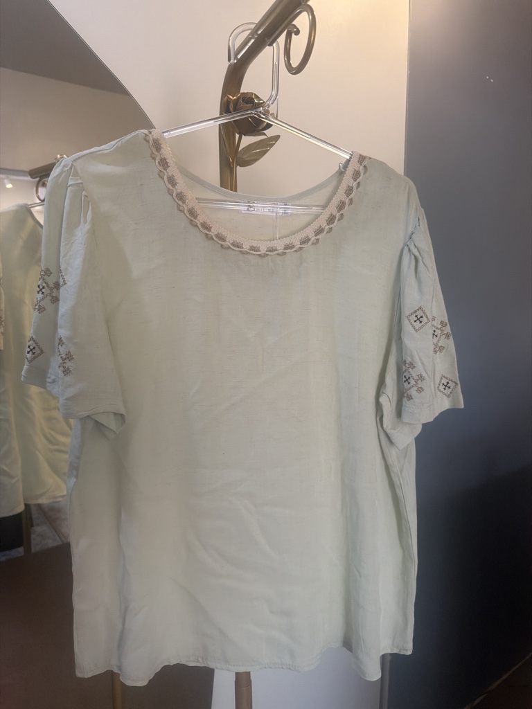 Blusa feminina verde clara bordada