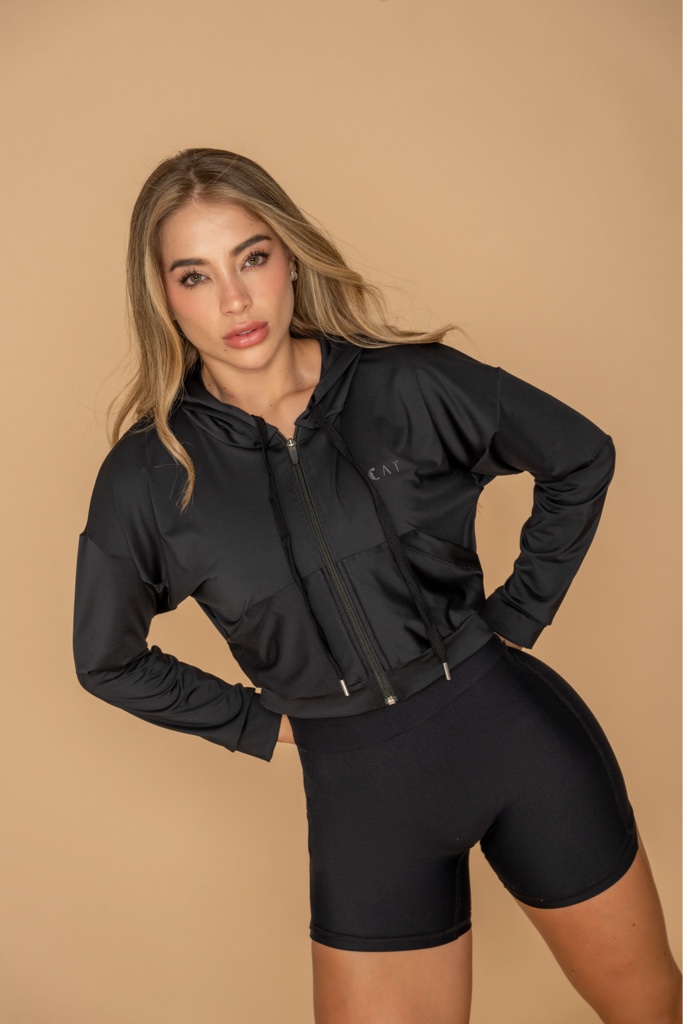 Chaqueta Nylon Chompa Básica Negra