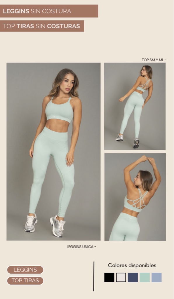 Set Completo Leggins Básico Sin Costura Verde Menta Dalia