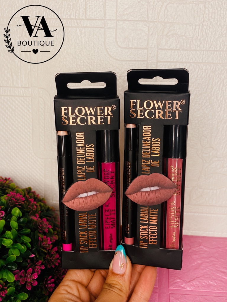 Flower Secret lip gloss set de dos piezas labial efecto mate