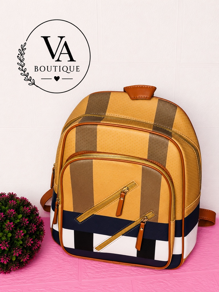 Mochila beige multicolor