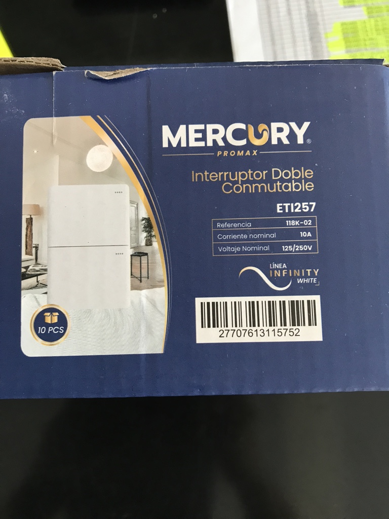Mercury interruptor doble blanco