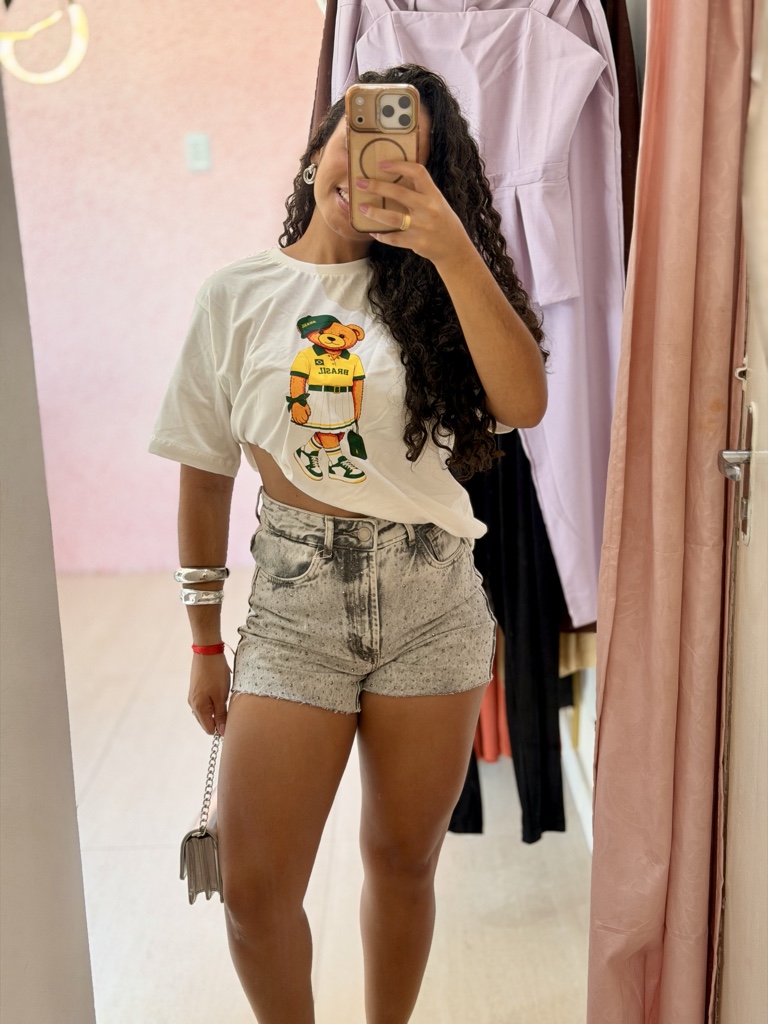 Short J Silver com pedrarias