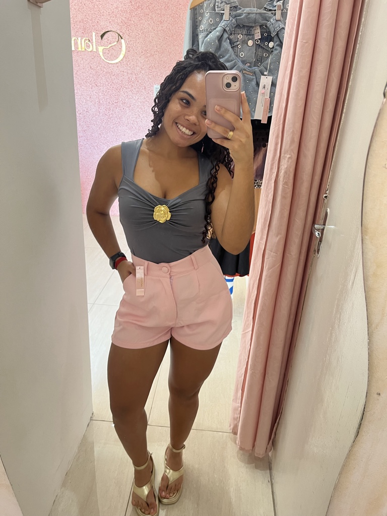 Body Poliamida detalhe em flor