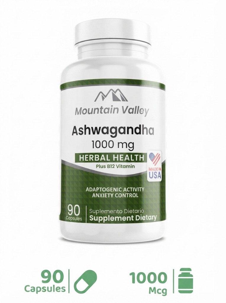 Mountain Valley Ashwagandha 1000mg B 12 90 Cápsulas