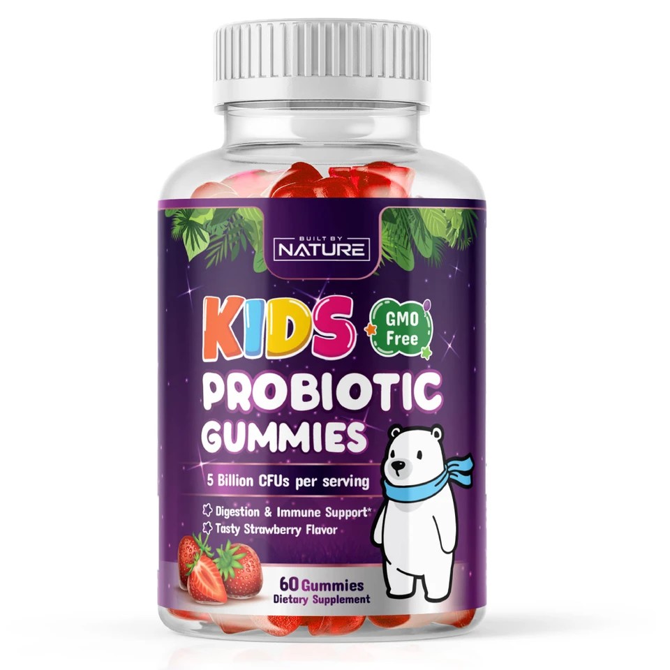 Built By Nature Probióticos Gomitas Niños 60 Gomitas Fresa