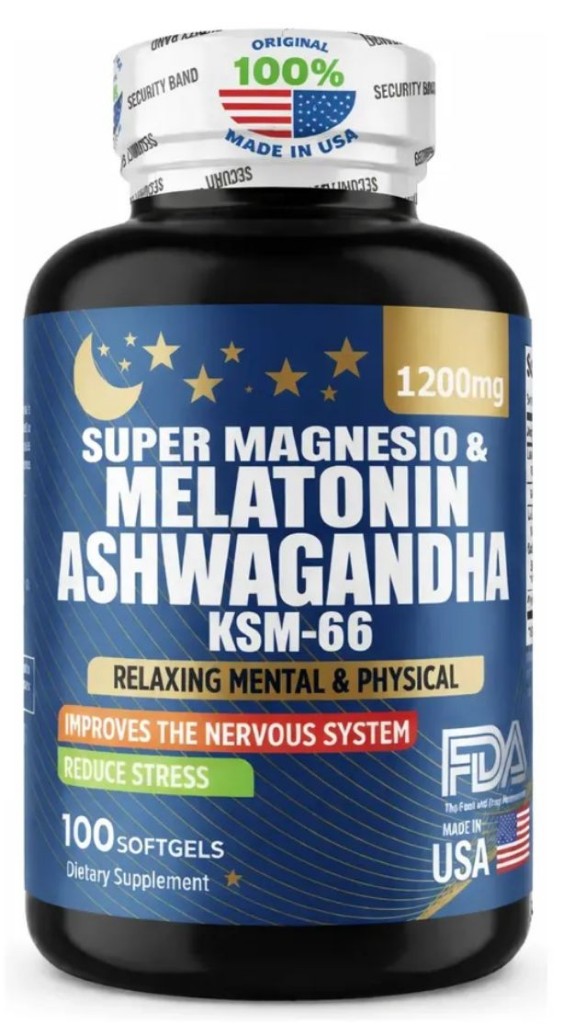 Magnesio Melatonina Ashwagandha Ksm66 1200mg 100 Capsulas
