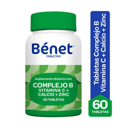 Benet Complejo B Vitamina C + Calcio Zinc 60 Tabletas