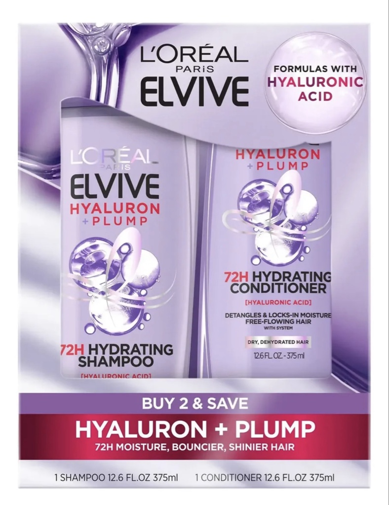 Elvive Shampoo Acondicionador ácido Hialuronico 375ml Pack
