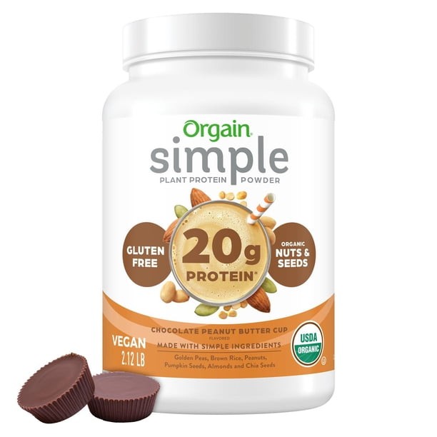 Proteína Vegana Orgain Simple Chocolate Mani 24 Servicios