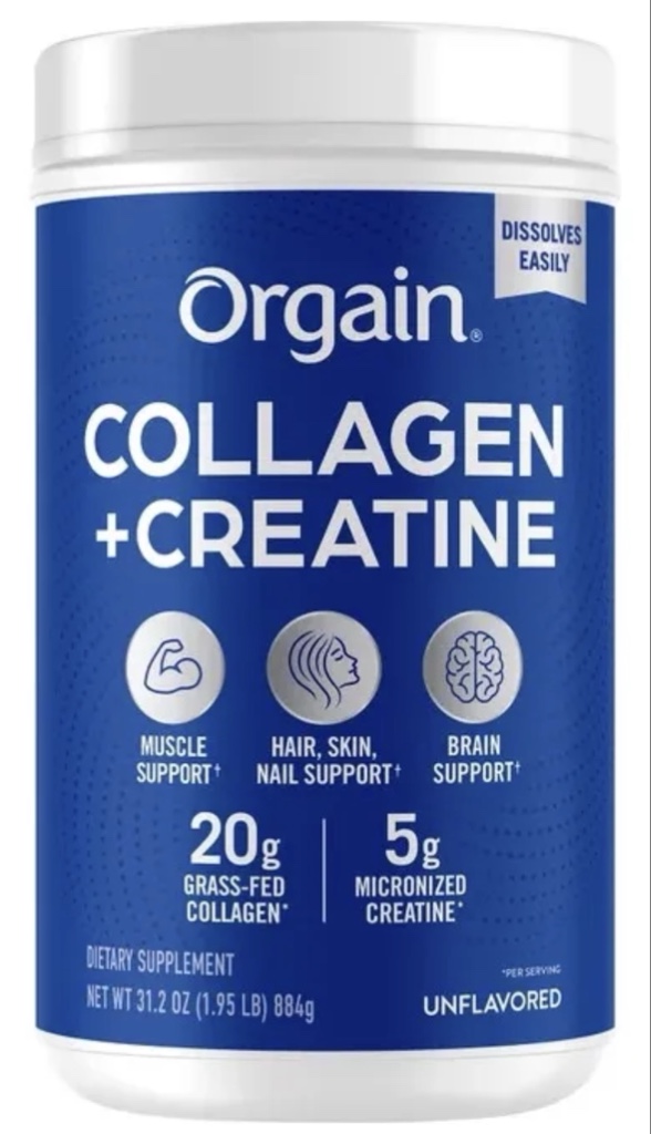 Orgain Colageno + Creatina Sin Sabor 884g