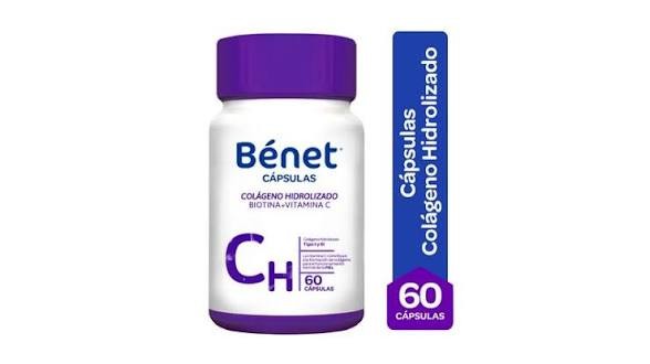 Benet Colageno Hidrolizado Biotina Vitamina C 60 Cápsulas