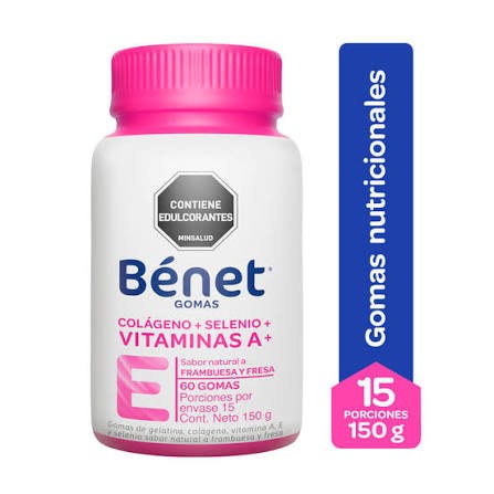 Benet Gomas Colageno Selenio Vitaminas A E 60 Gomitas