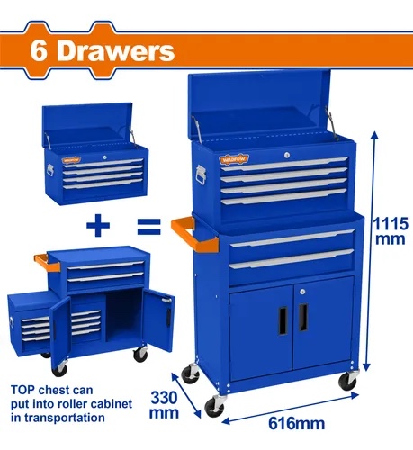 Gabinete de herramientas con 6 cajones wadfow