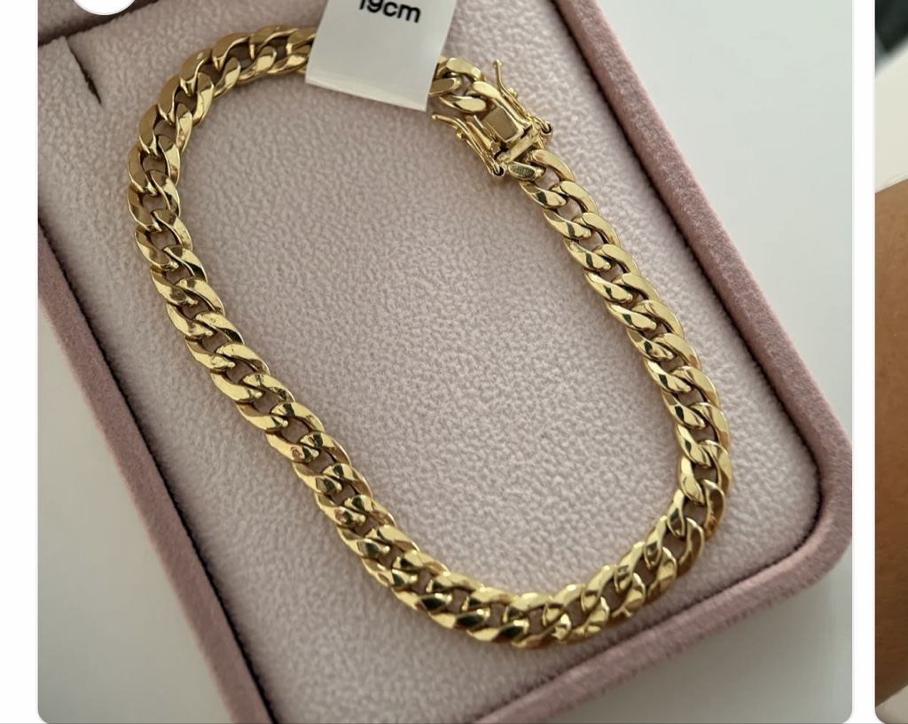 PULSERA CUBANA CON BROCHE CAJA 5.5MM ORO AMARILLO ITALY 18K 19CM - 5,17GR