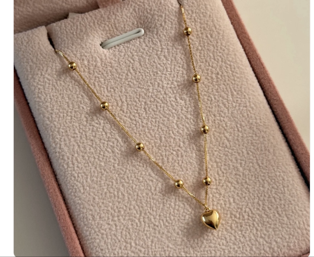 PULSERA MINI FRANCO 0.6MM + DIJE CORAZON Y BOLAS LISAS ORO AMARILLO ITALY ESP 18K 17CM A 19CM - 0,61GR