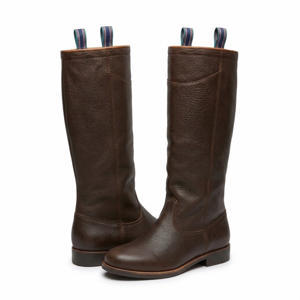 Bota de cuero engrasado marrón oscuro