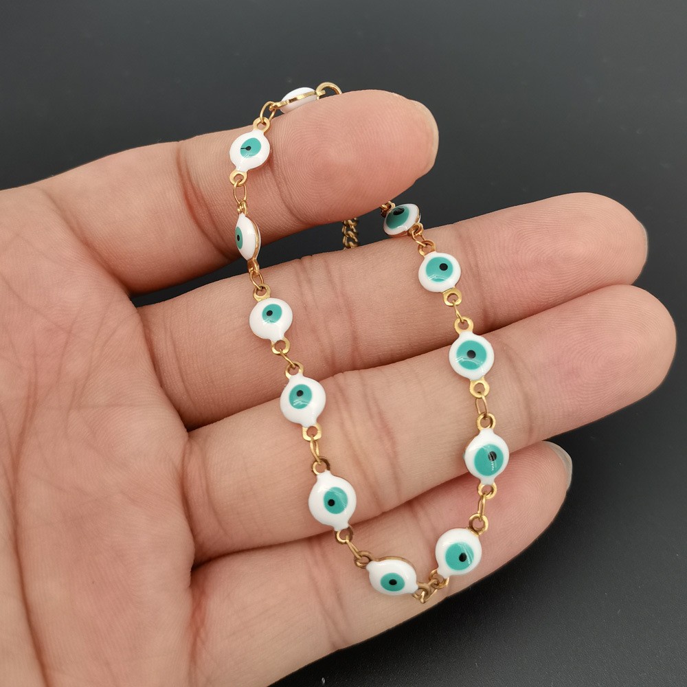 Pulsera Ojo turco blanca con azul