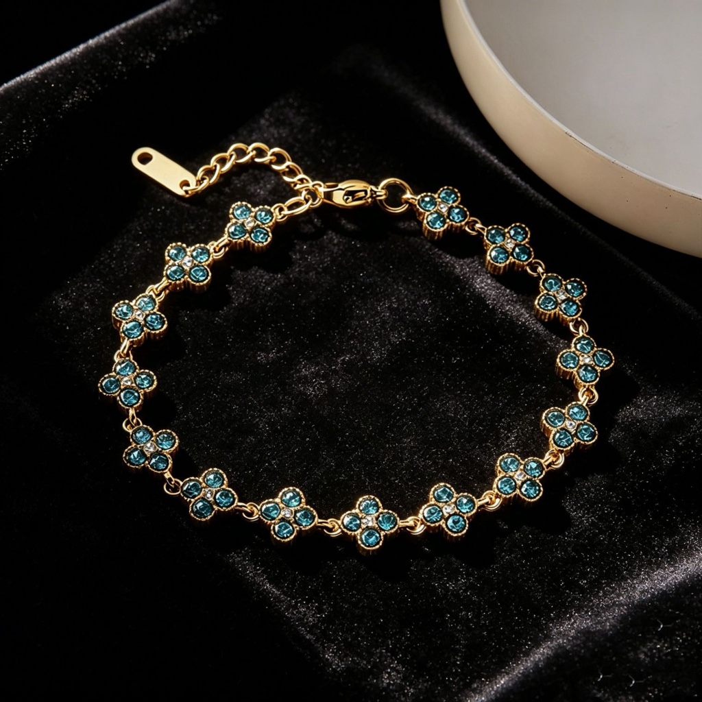Pulsera trébol azul