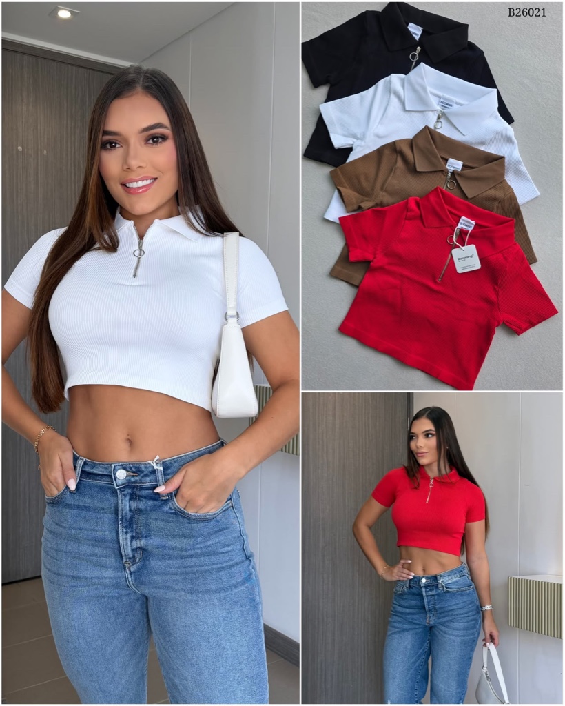 Crop top rib rojo
