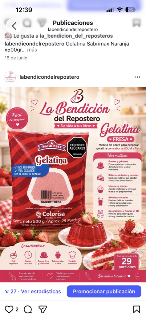 Gelatina 500gr sabores varios