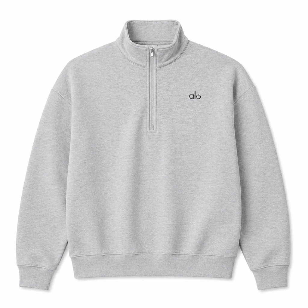 ALO Jersey Accolade con cremallera de 1/4 Grey