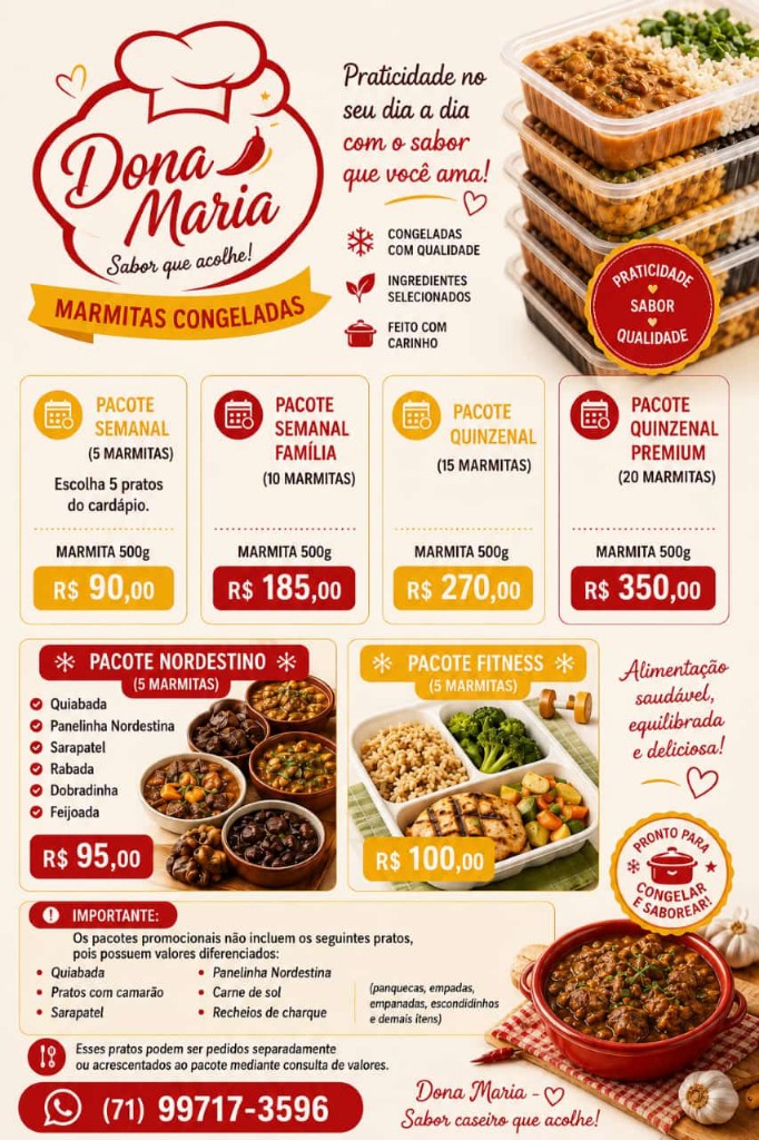 Dona Maria marmitas congeladas quinzenal