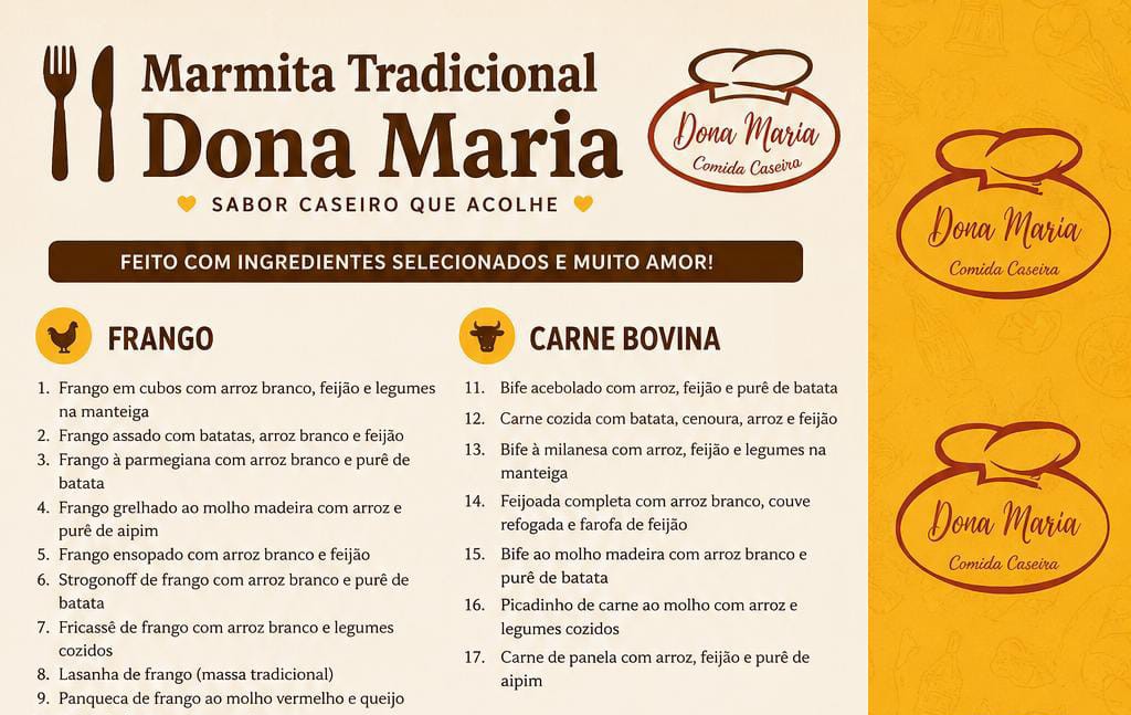 Pacote semanal 5 marmitas  tradicionais