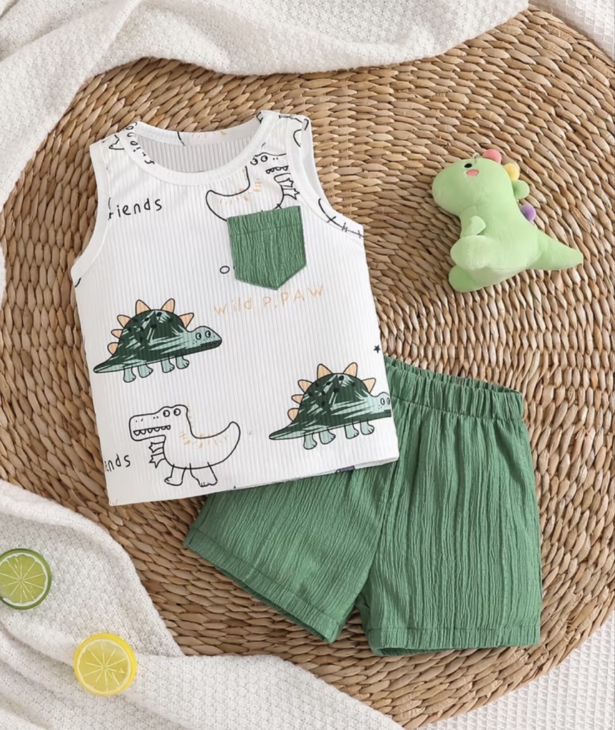 Conjunto verde de dinosaurio