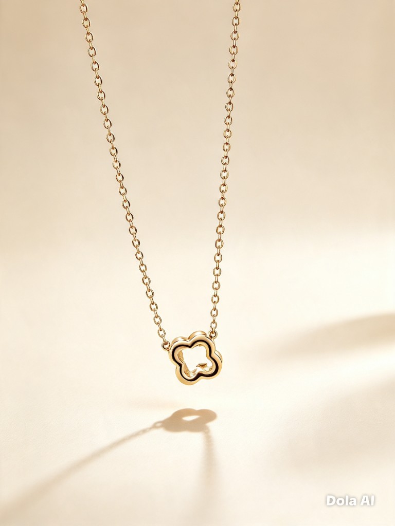 Colar dourado flor passante