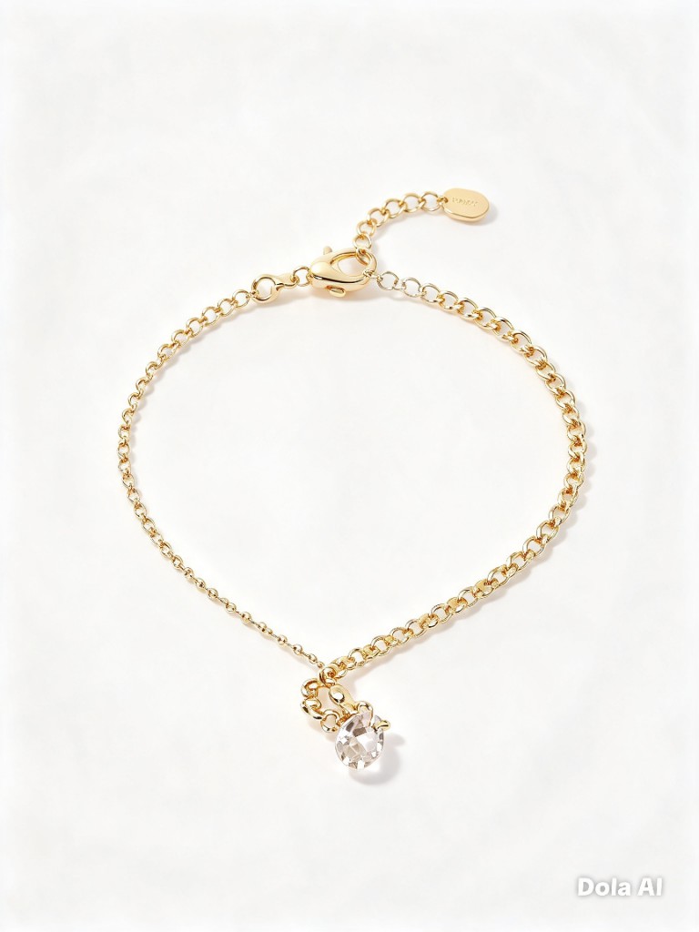 Pulseira bolinha e corrente com ponto de luz