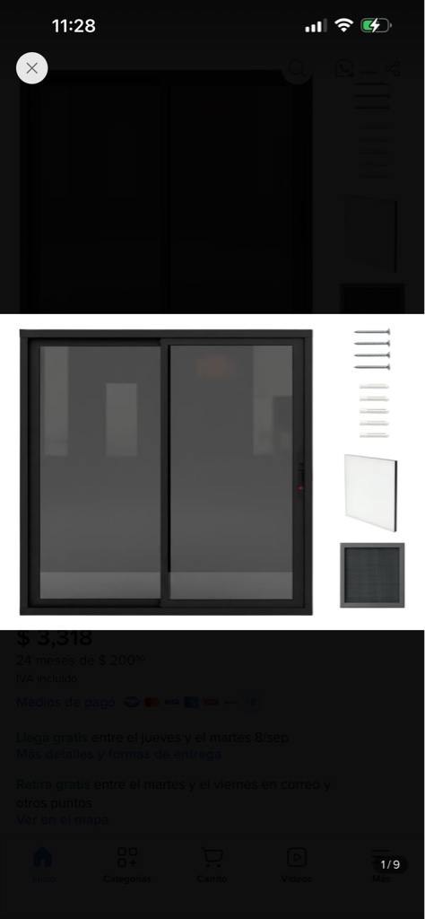VENTANA LISA NEGRA/FILTRA SOL