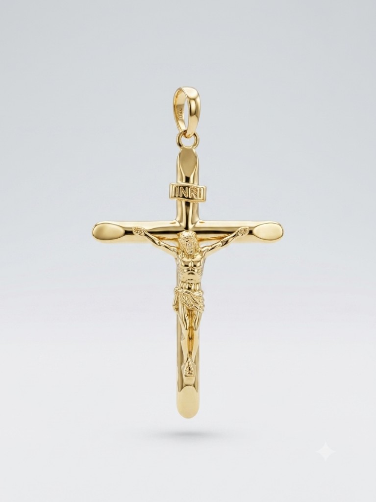 Dije de cruz con cristo en oro 10k