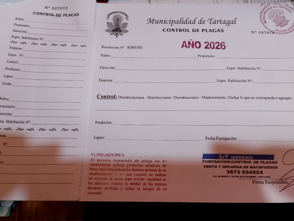 CERTIFICADO DE FUMIGACION CONTROL DE PLAGAS