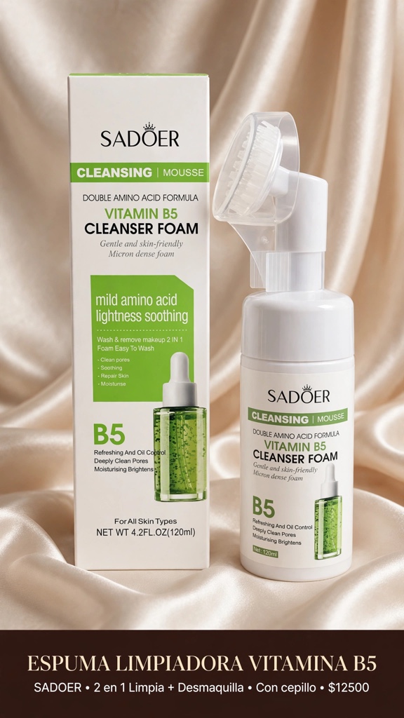 limpiador facial con aplicador vitamina B5 y aminoacidos -sadoer