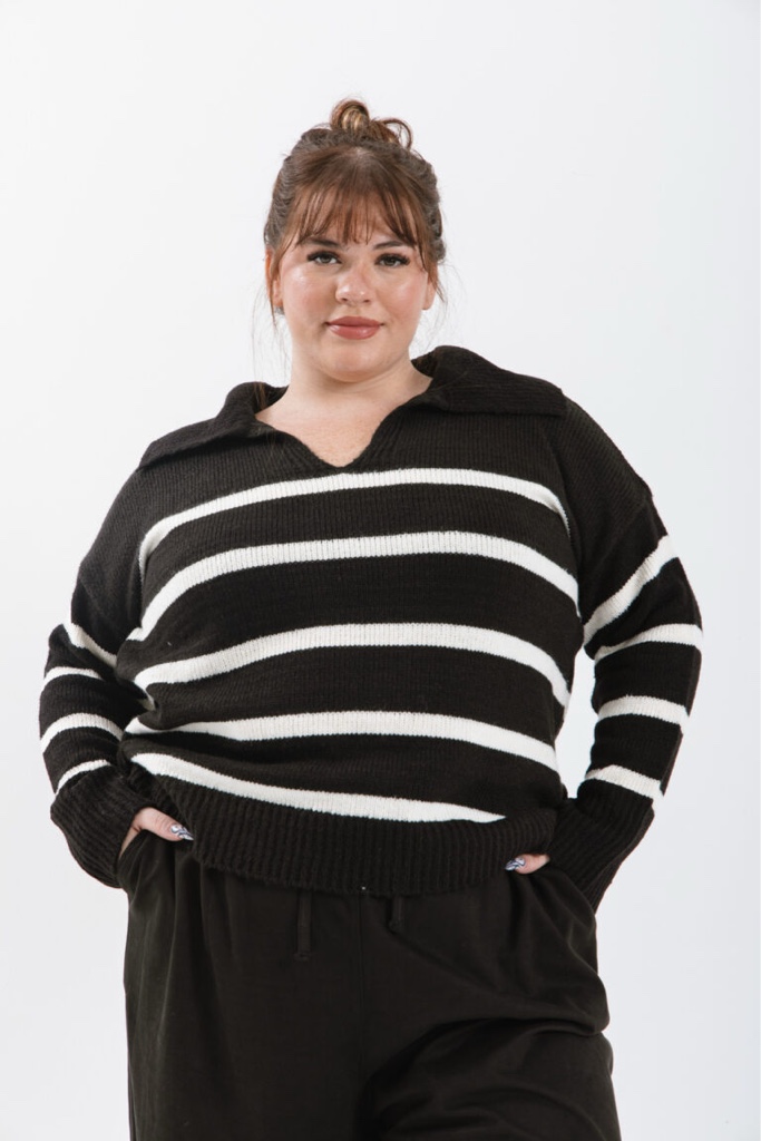 Sweater rayado negro y blanco