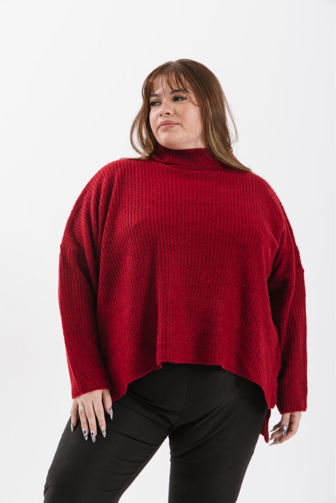 Sweater rojo cuello alto